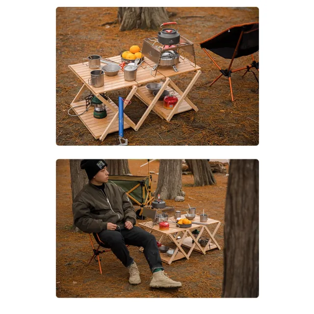 【特克曼 Mounthike 露營系列】露營美學 多功能櫸木層架 置物架(收納露營桌 附贈收納帆布袋)