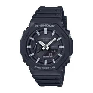 【CASIO 卡西歐】G-SHOCK 八角形錶殼  黑色白針(GA-2100-1A)