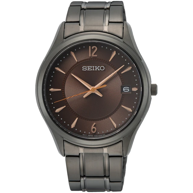 SEIKO 精工 都會經典大三針時尚男錶-咖啡x黑/39.4mm(SUR519P1/6N52-00D0U)