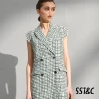 【SST&C 最後55折】綠色格紋西裝領開襟長洋裝8562205002