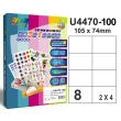 【彩之舞】進口3合1白色標籤 100張/盒 A4-8格直角-2x4/U4470-100(貼紙、標籤紙、A4)