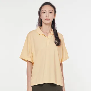 【JEEP】女裝 休閒寬版短袖POLO衫(淡黃)