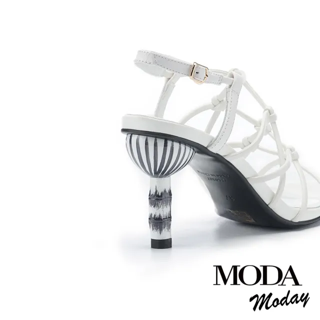 【MODA Moday】獨特優雅自然風編織後繫帶高跟涼鞋(白)