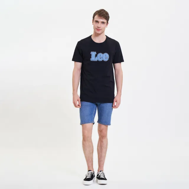 【Lee】出清品-男裝 短袖T恤 / 牛仔貼布 縫線大LOGO 共2色 標準版型(LL22022597W / LL220225K11)
