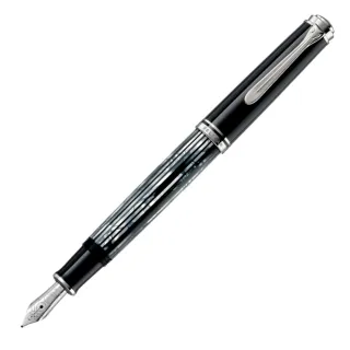 【Pelikan】德國 百利金 M605 限量玳瑁紋黑條紋 白夾 鋼筆 14K金尖