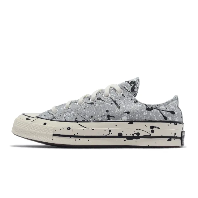 【CONVERSE】帆布鞋 Chuck 70 Low 1970 灰 白 潑漆 三星標 男女鞋 休閒鞋(A01172C)