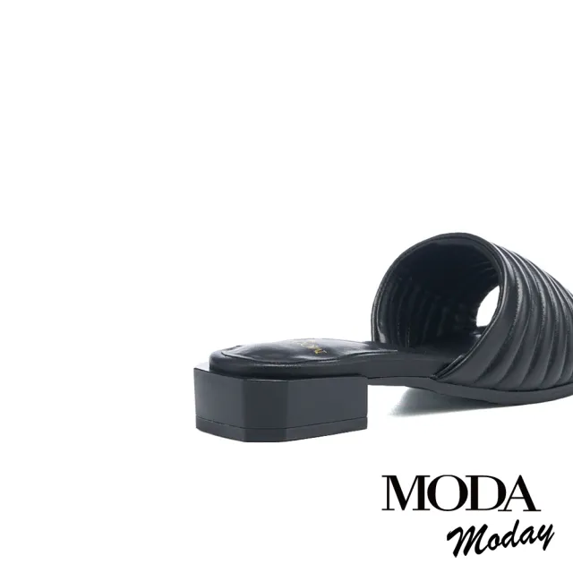 【MODA Moday】知性優雅線條羊皮方頭低跟拖鞋(黑)