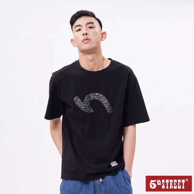 【5th STREET】雙11 中性 短t 短袖 上衣 t恤 TEE logo 棉質 黑色(570871)