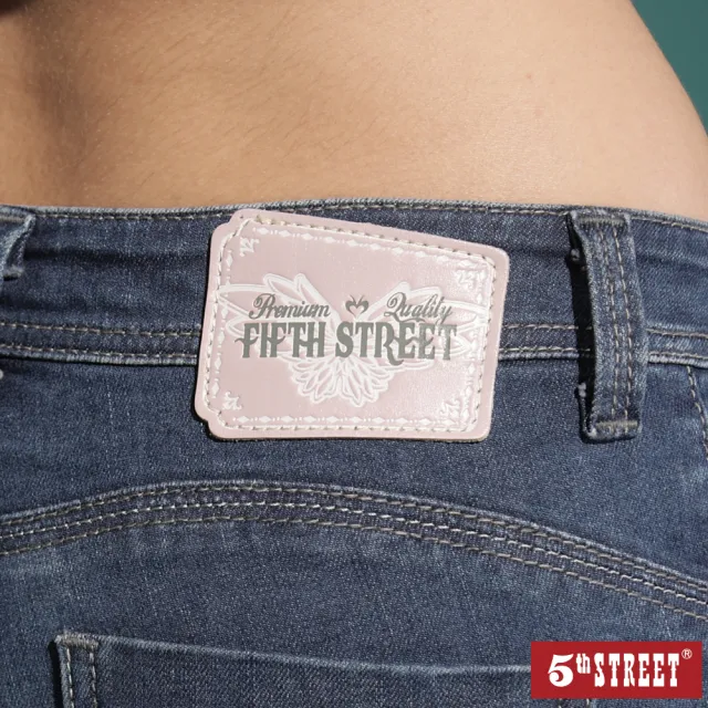 【5th STREET】雙11 女側腰鎖鍊窄管褲-中古藍