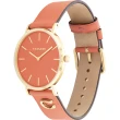 【COACH】Perry 品牌C字皮錶帶女錶-玫瑰金x珊瑚橘(CO14503922)