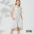 【SST&C 出清３５折】白色無袖翻領條紋洋裝8561905003
