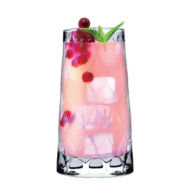 【Pasabahce】玻璃火焰花紋果汁杯雞尾酒杯450cc(二入組)