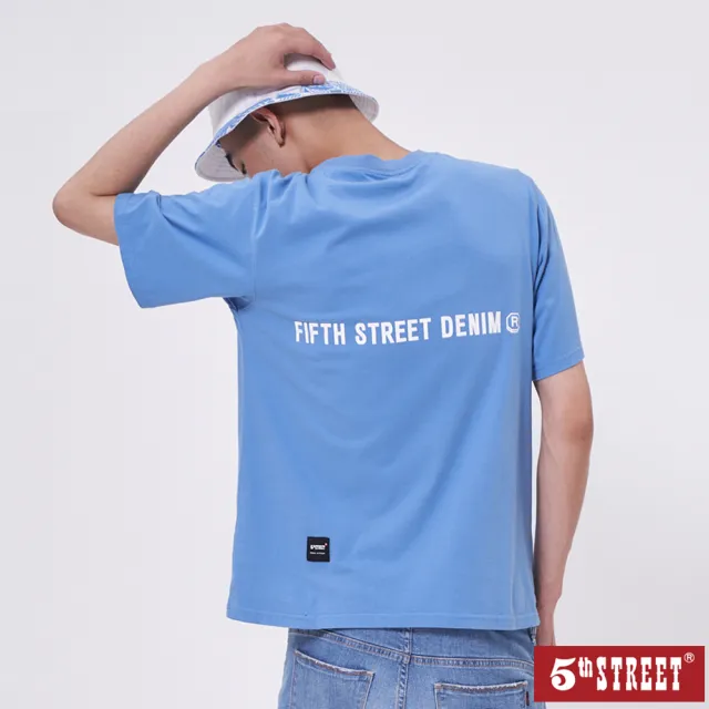 【5th STREET】雙11 中性 短t 短袖 上衣 t恤 TEE 機械 logo 印花 藍色(570912)