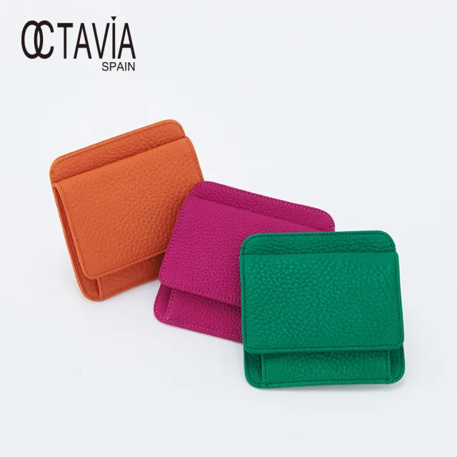 【OCTAVIA 8】翻蓋子 正方帶卡片頭層牛皮零錢包(三色可選)