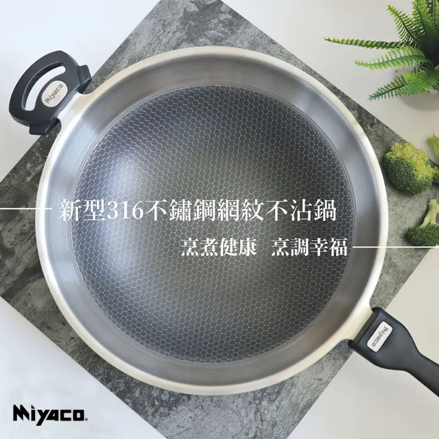 【米雅可】新型#316不銹鋼網紋不沾炒鍋 40cm 台灣製造(316網紋鍋)