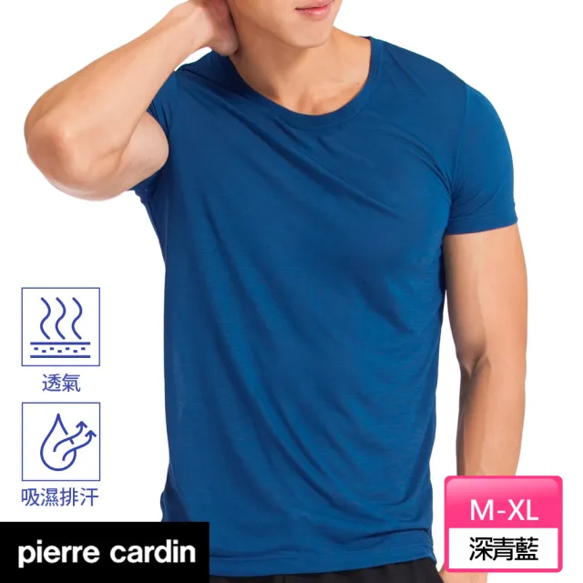 【pierre cardin 皮爾卡登】任選_艾草低敏抑菌速乾透氣短袖衫(速達單件-黑/藍/灰)