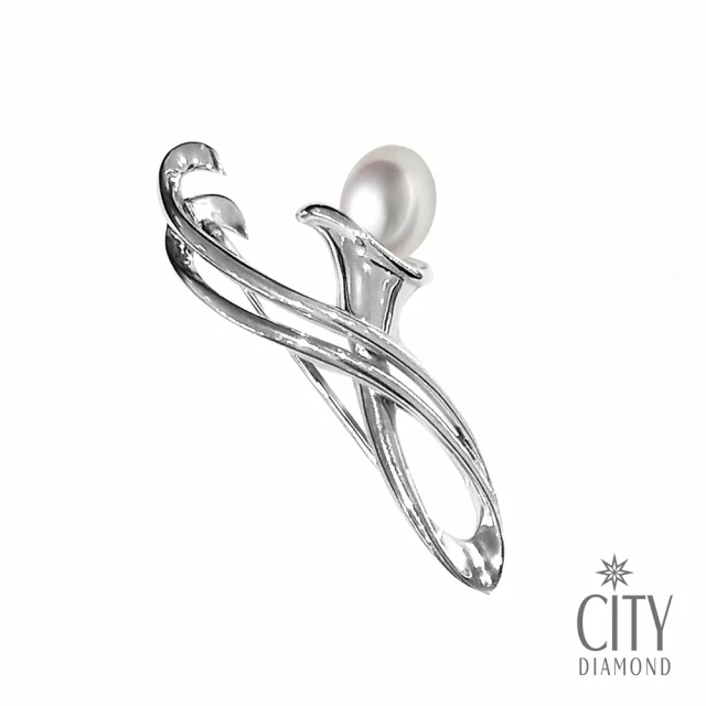 【City Diamond 引雅】『鬱金香』天然珍珠 銀製胸針