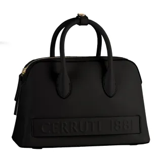 【Cerruti 1881】義大利百年精品 義大利頂級小牛皮手提包 CEBA04263M(黑色)