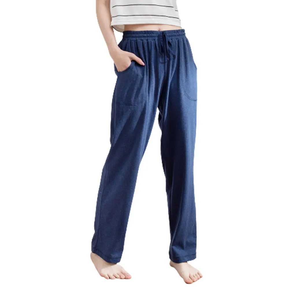 【Wacoal 華歌爾】睡衣-M-LL透氣針織單品長褲 男女皆可穿-LWF90021BU(復古藍)