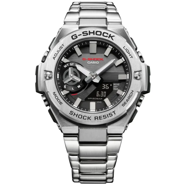 CASIO 卡西歐】G-SHOCK 太陽能碳核心防護藍牙雙顯手錶(GST-B500D-1A