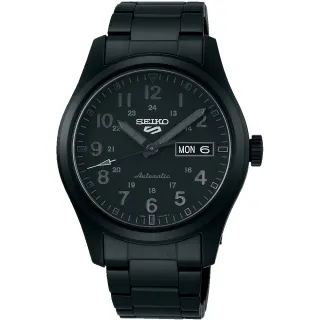 【SEIKO 精工】5Sports系列全黑軍風機械錶39.4mm(SRPJ09K1)
