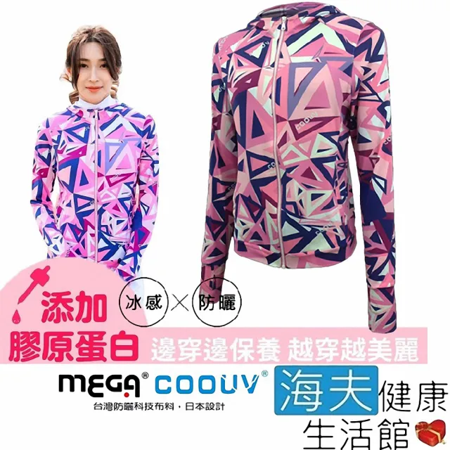 【海夫健康生活館】MEGA COOUV 膠原蛋白添加 冰感連帽外套 手掌防曬 連帽款 紫愛妮(UV-F410)