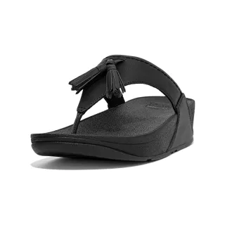 【FitFlop】LULU TASSEL LEATHER TOE-POST SANDALS流蘇造型夾腳涼鞋-女(靓黑色)