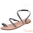 【Taroko】閃耀夏日水鑽流線套趾平底涼鞋(2色可選)