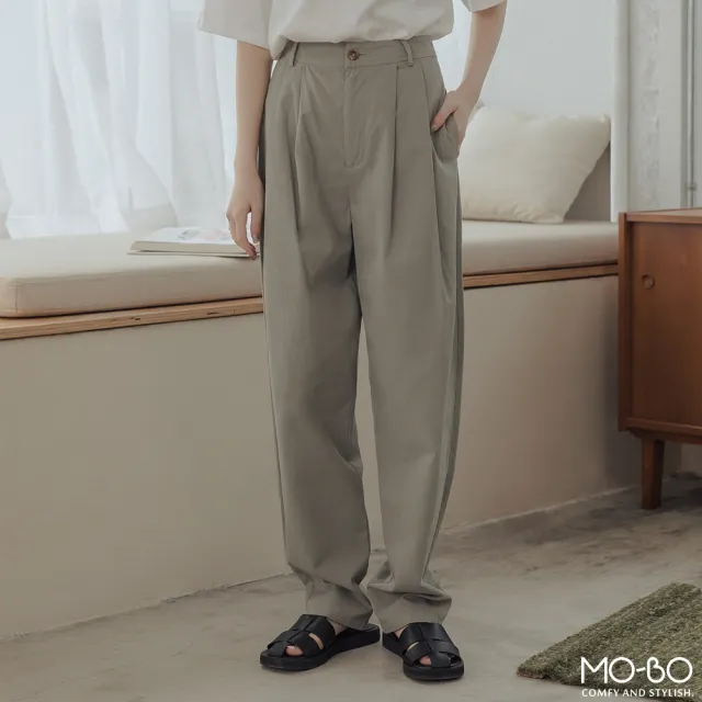 【MO-BO】天絲棉高級質感打摺錐形褲(褲子)