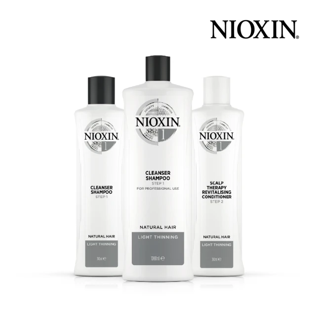 【NIOXIN 耐奧森】頭皮清潔三件組(300ML*2+1000ML*1公司貨)
