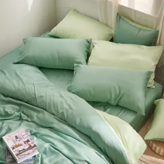 【戀家小舖】60支100%天絲枕套被套床包四件組-雙人(永恆系列-森林綠)