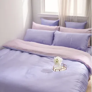 【戀家小舖】60支100%天絲枕套被套床包四件組-特大(永恆系列-暮戀紫)