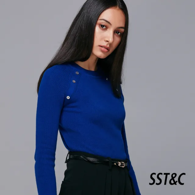 【SST&C 出清２折】520限時限量-寶藍色拉克蘭長袖針織衫8631810002