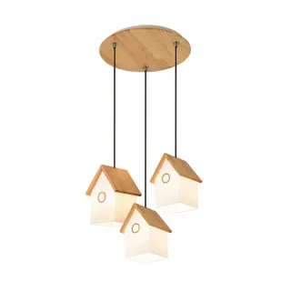 【必登堡】北歐原木小屋三吊燈 C00011(吊燈/餐吊燈/北歐風/創意/兒童/造型/原木/小房子/小屋)