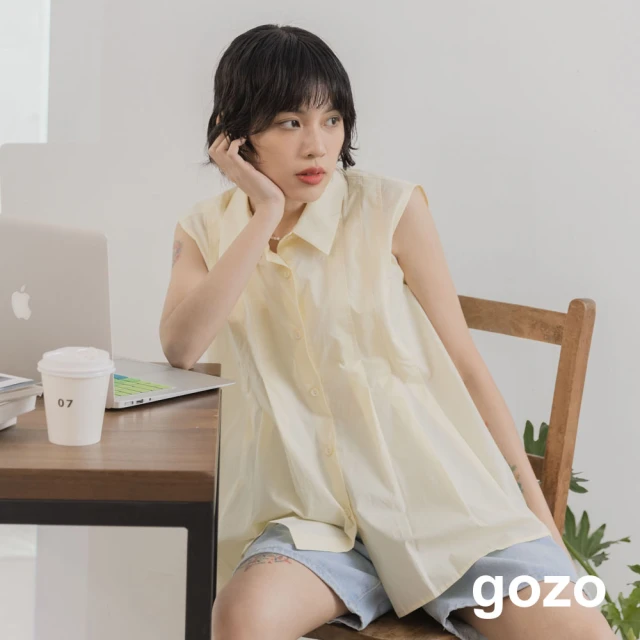 【gozo】minus g-限量系列 率性抓褶無袖襯衫(兩色)