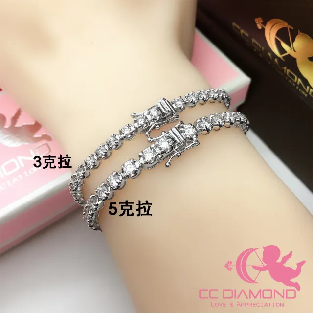 【CC Diamond】日本進口 18K 3克拉天然鑽石手鍊(精品)