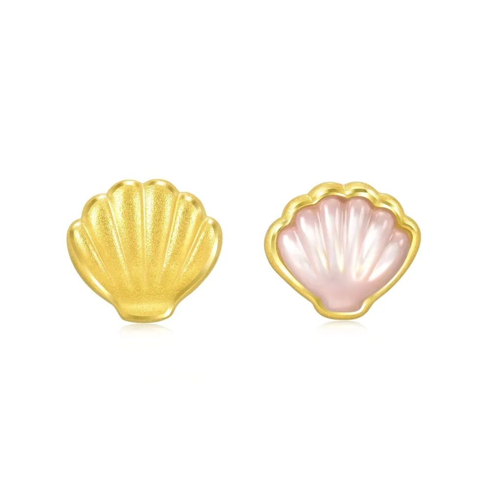 【點睛品】愛情密語 貝殼 黃金貝母耳環(一對)
