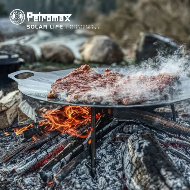 【Petromax】鍛鐵燒烤盤 48cm Griddle and Firebowl fs48(雙耳燒烤盤 露營煎烤盤 BBQ焚火台 烤肉)