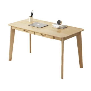 【AOTTO】北歐風實木桌腳雙抽屜書桌 電腦桌(工作桌 化妝桌 桌子 辦公桌)