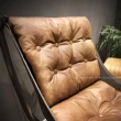 【Trohome 拓家設計家具】Rekke 拉釦皮革鐵腳單椅(預購交期約為2個月)