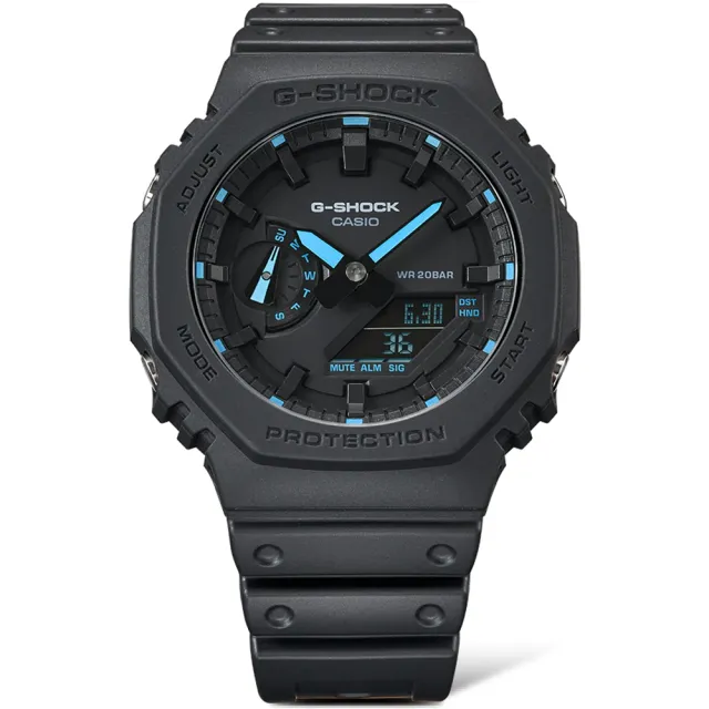 【CASIO 卡西歐】G-SHOCK 八角防護構造雙顯手錶 禮物 開學(GA-2100-1A2/速)