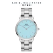 【Daniel Wellington】DW 手錶  Iconic Link Capri 36mm清新藍精鋼錶 粉藍錶盤(DW00100542)