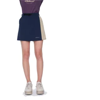 【Wildland 荒野】女 N66彈性抗UV防潑拼接褲裙.休閒運動短褲(0B01343-123 經典藍)