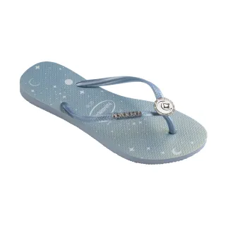 【havaianas 哈瓦仕】拖鞋 女鞋 夾腳拖 水鑽 月亮 星星 巴西 SLIM STAR SW 灰藍 4147064-9057W(哈瓦士)