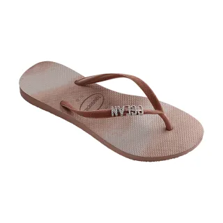 【havaianas 哈瓦仕】拖鞋 女鞋 夾腳拖 漸層 水鑽別針 巴西 Slim Atlantis 番紅花 4147069-3544W(哈瓦士)