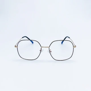 【ASLLY】S1063圓弧多邊黑金濾藍光眼鏡