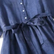 【ACheter】印花飛舞系帶收腰短袖洋裝#112942(藍色)
