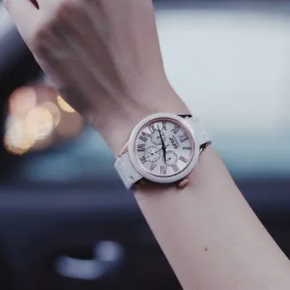 【NATURALLY JOJO】曼哈頓三眼陶瓷腕錶-白x玫瑰金框/38mm(JO96921-80R)