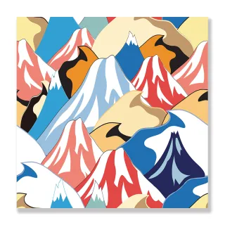 【24mama 掛畫】單聯式 油畫布 裝飾 形狀 豐富多彩 插圖 無框畫-60x60cm(彩色山脈)