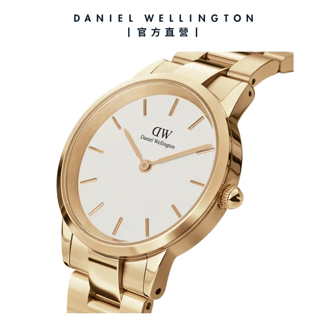 Daniel Wellington】DW 手錶Iconic Link 28mm/32mm精鋼錶香檳金-白錶盤